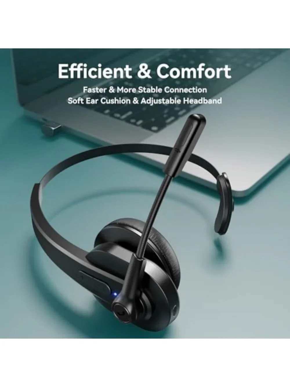 Wireless Bluetooth Headset with Noise Cancelling Mic, USB Dongle, Mute Button